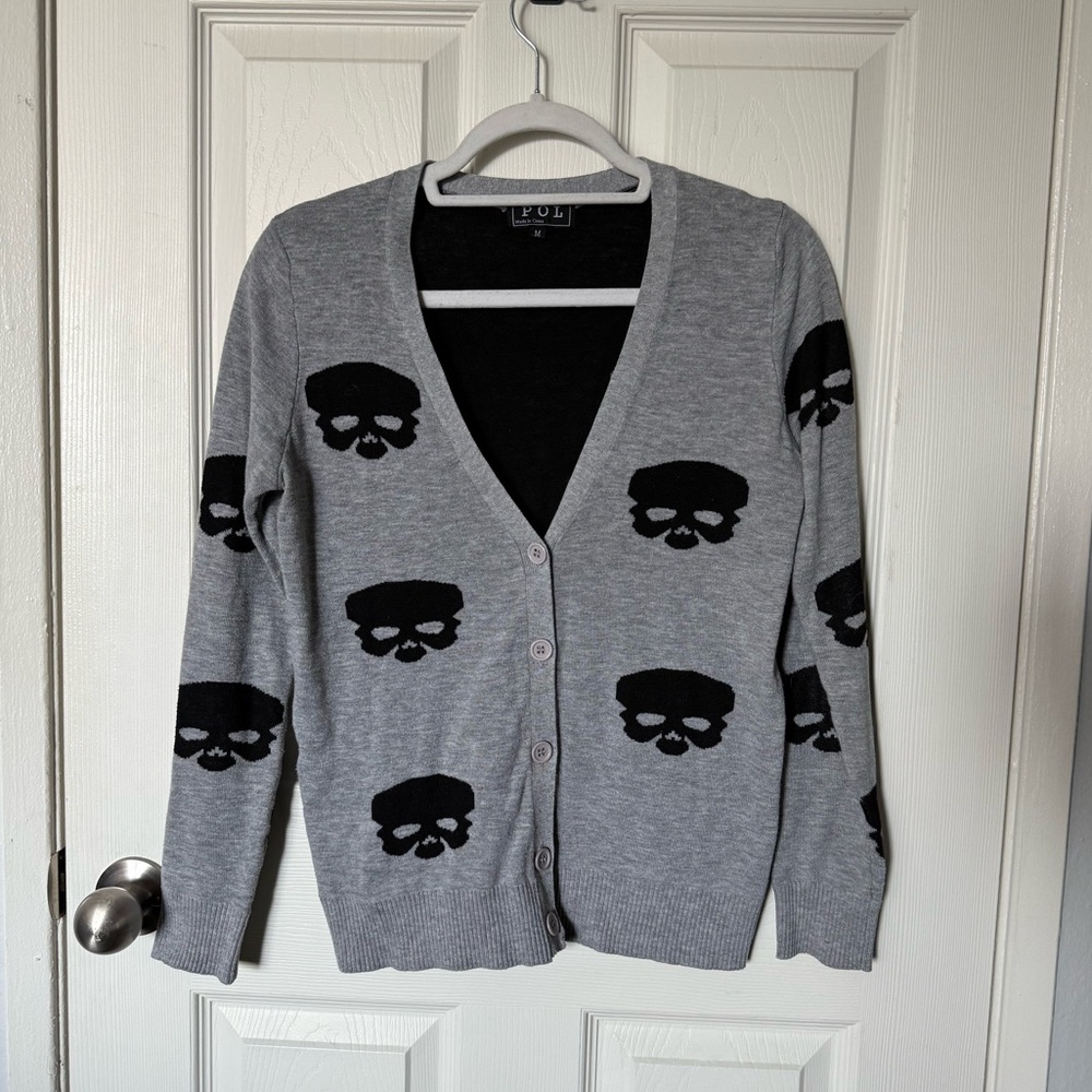 Gray and Black Skull Cardigan